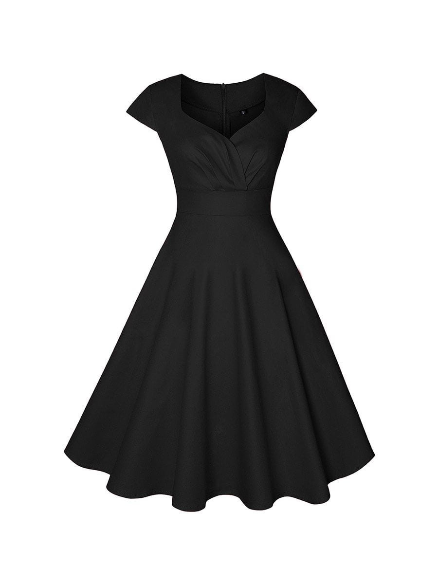 1950s Swing Dress Elegant Solid Color Aline Dress - Vintage-Retro