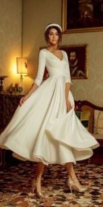White Tea Length Wedding Dress