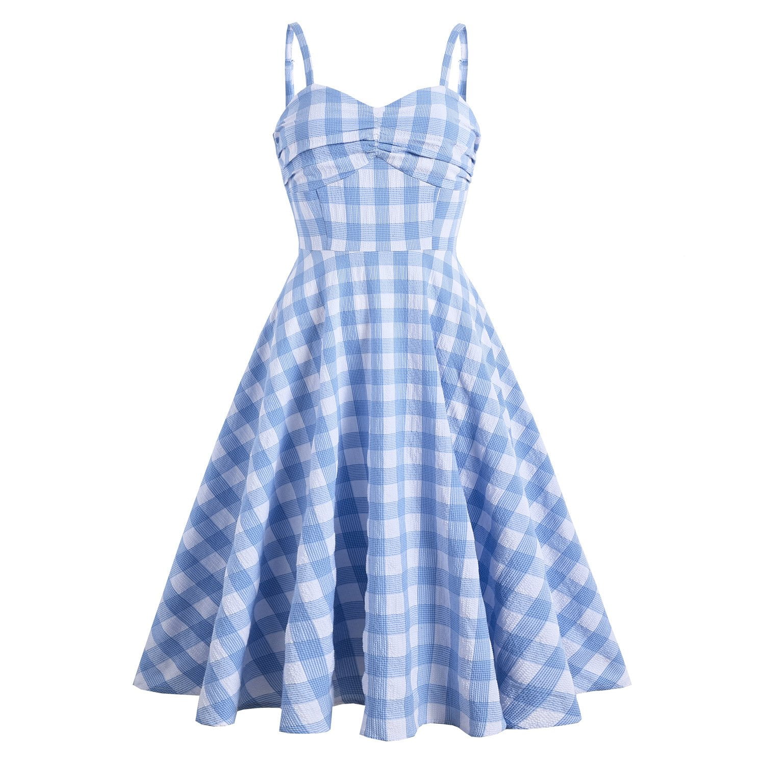Blue and White Plaid Dress