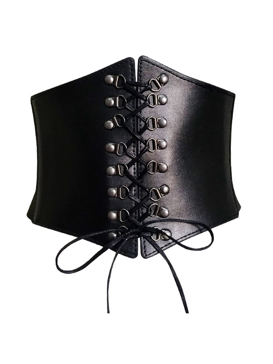 Girdle For Women Lace-up Elastic Rivet Punk Style Vintage Corset Belt ...