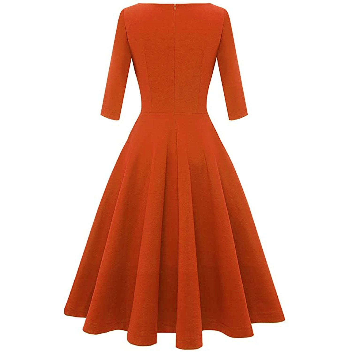 Women's Dresses Solid Color Three Quarters Sleeves Midi Swing Dresses ...