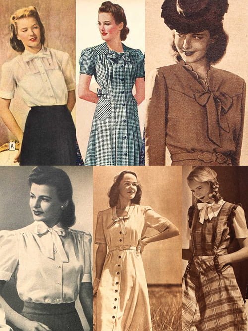 early40s bow neck blouses