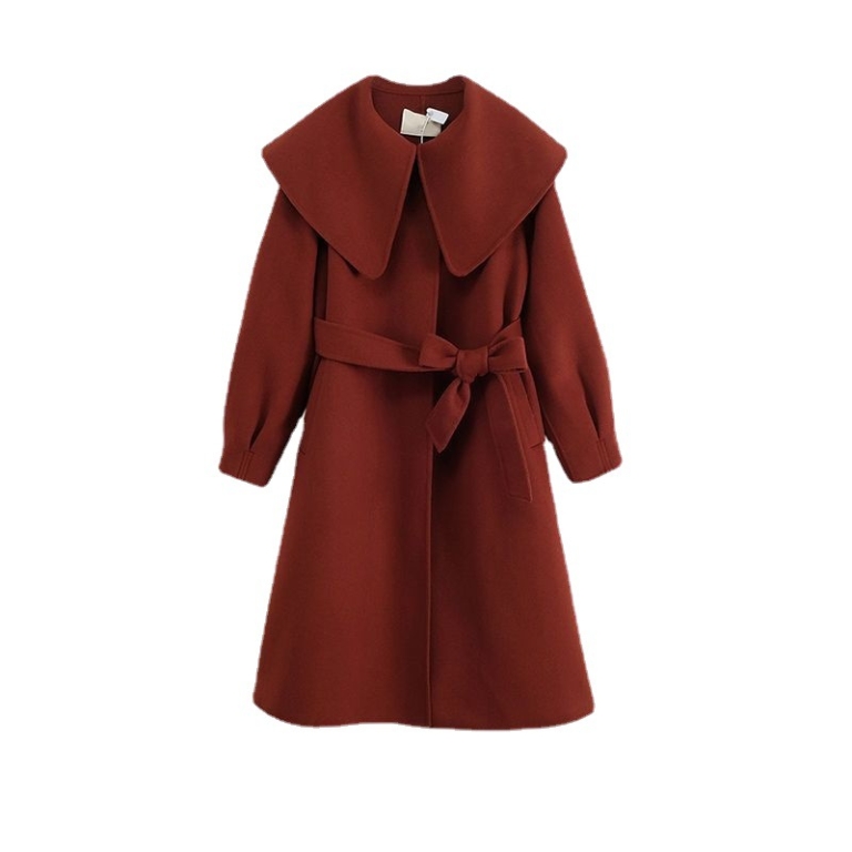 Christmas Red Women's Winter Coat Retro Midlength Woolen Coat